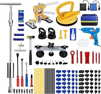 Bitlyle Dent Puller Hail Remover Kits,129pc Professional Car Paintless Dent Removal Tools,Slide Hammer 2 in 1 T-Bar, Adjustable Dent Lifter,Bridge Puller for Auto Body SUV Dings Damage DIY Removal