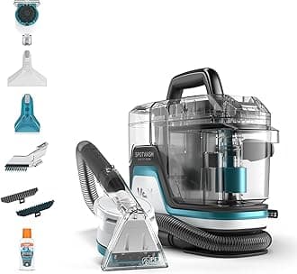 Vax SpotWash Home Pet-Design Spot Cleaner, Upholstery, Sofa, Stairs, Home, Car, Rug, Stain Cleaning Small Handheld Shampooer Machine, Solution, SpinScrub and Tools, 4.5kg, White/Blue, CDSW-MPXA