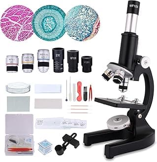 Black Microscope for Adults Kids 40-2000X Magnification Compound Microscope with Microscope Slides Fill Light,Suitable for Children Students Home School Laboratory Microscope kit