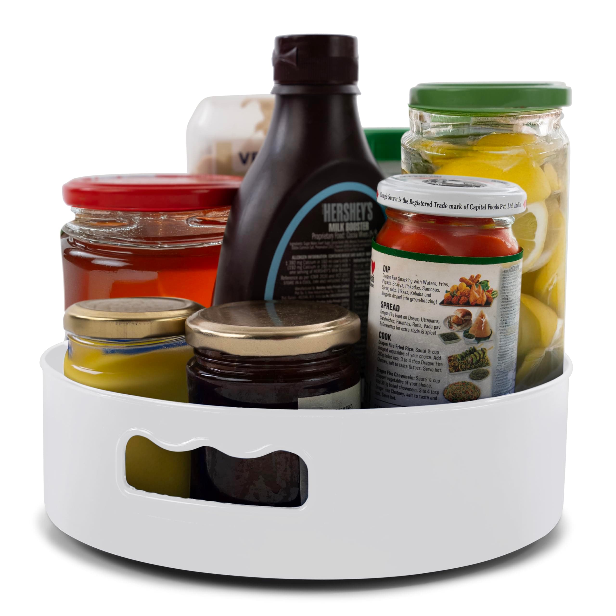 Multi-Purpose 360° Rotating Organizer Tray | Space-Saving Kitchen & Pantry Storage | Multi Purpose Organization Rotating Tray | Easy-Access Turntable for Spices, Storage & More | White