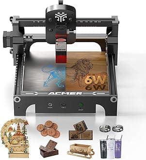 ACMER S1 Laser Engraver for Beginner Mini Laser Engraving Machine for Wood, Leather, Plastic, Laser Class4 (Black, 6000mW)