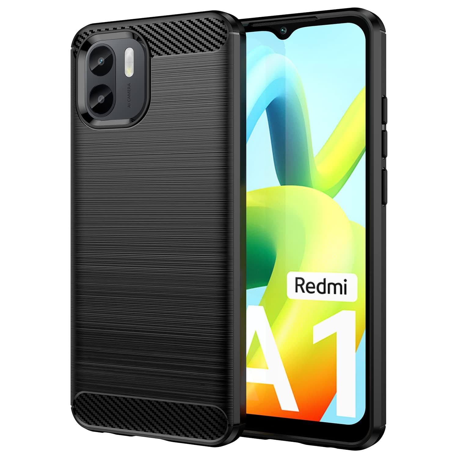 - for xiaomi Redmi A1/ A2 Phone case, Shockproof, Scratch Resistant Carbon Fiber Jacket, Soft TPU, for Redmi A1/ A2 case (Black)