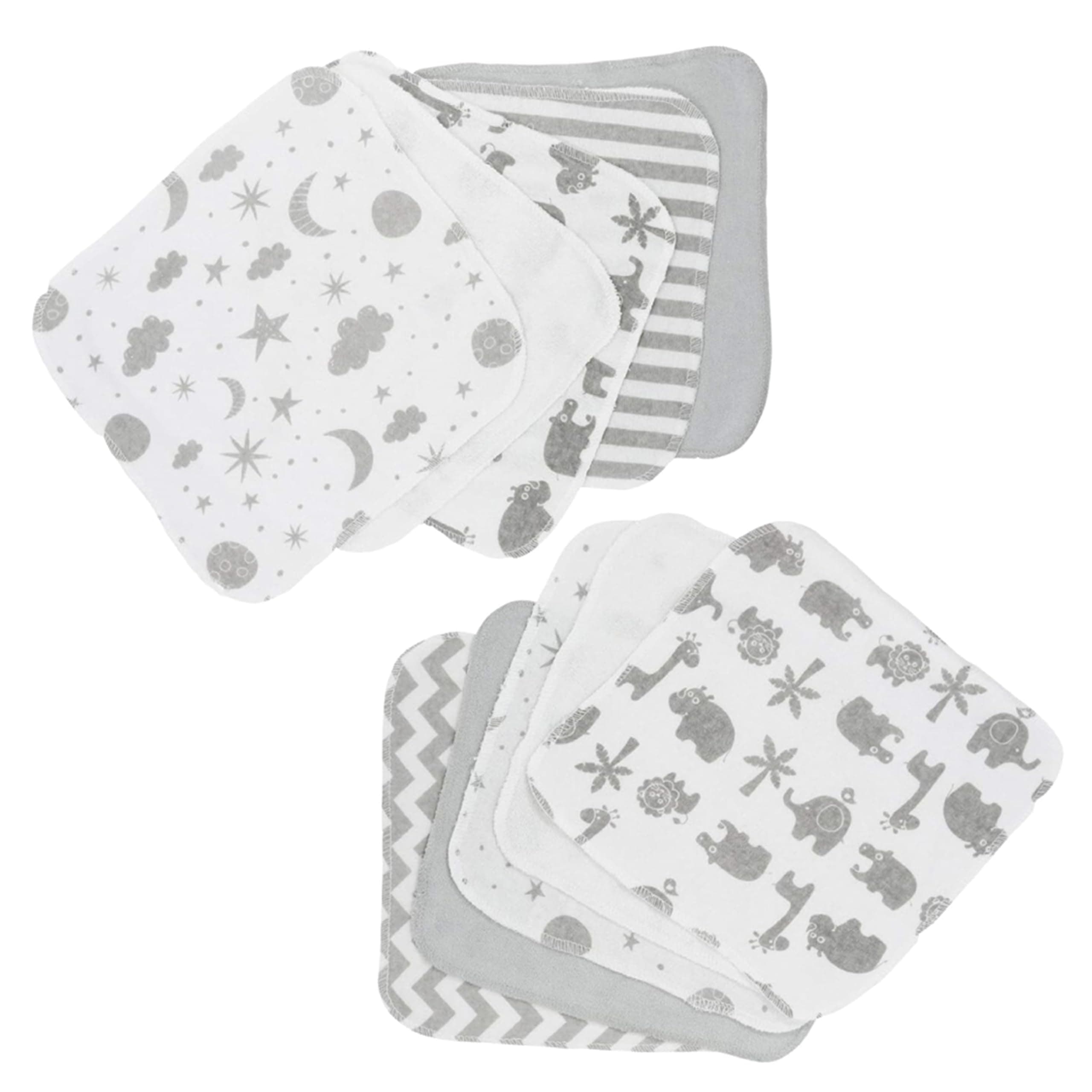 Spasilk 10 Count Washcloths, Grey Celestial