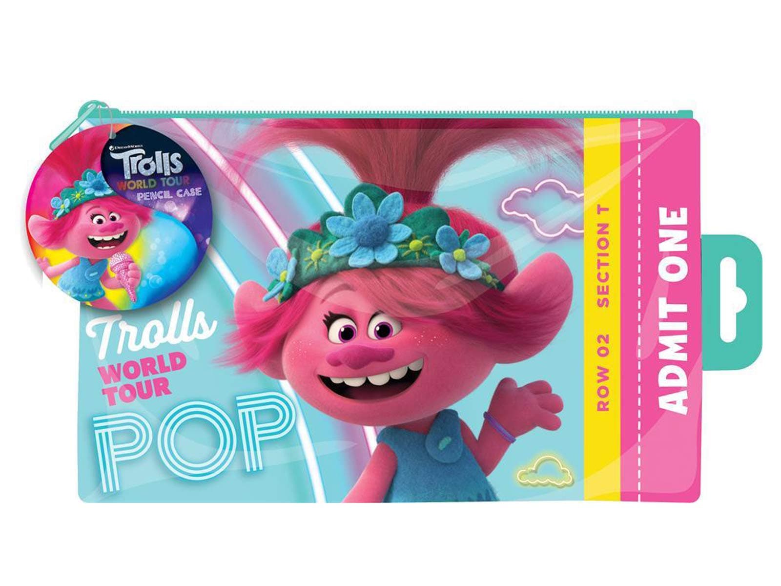 Trolls World Tour Movie Flat Pencil Case Admit One Ticket Design