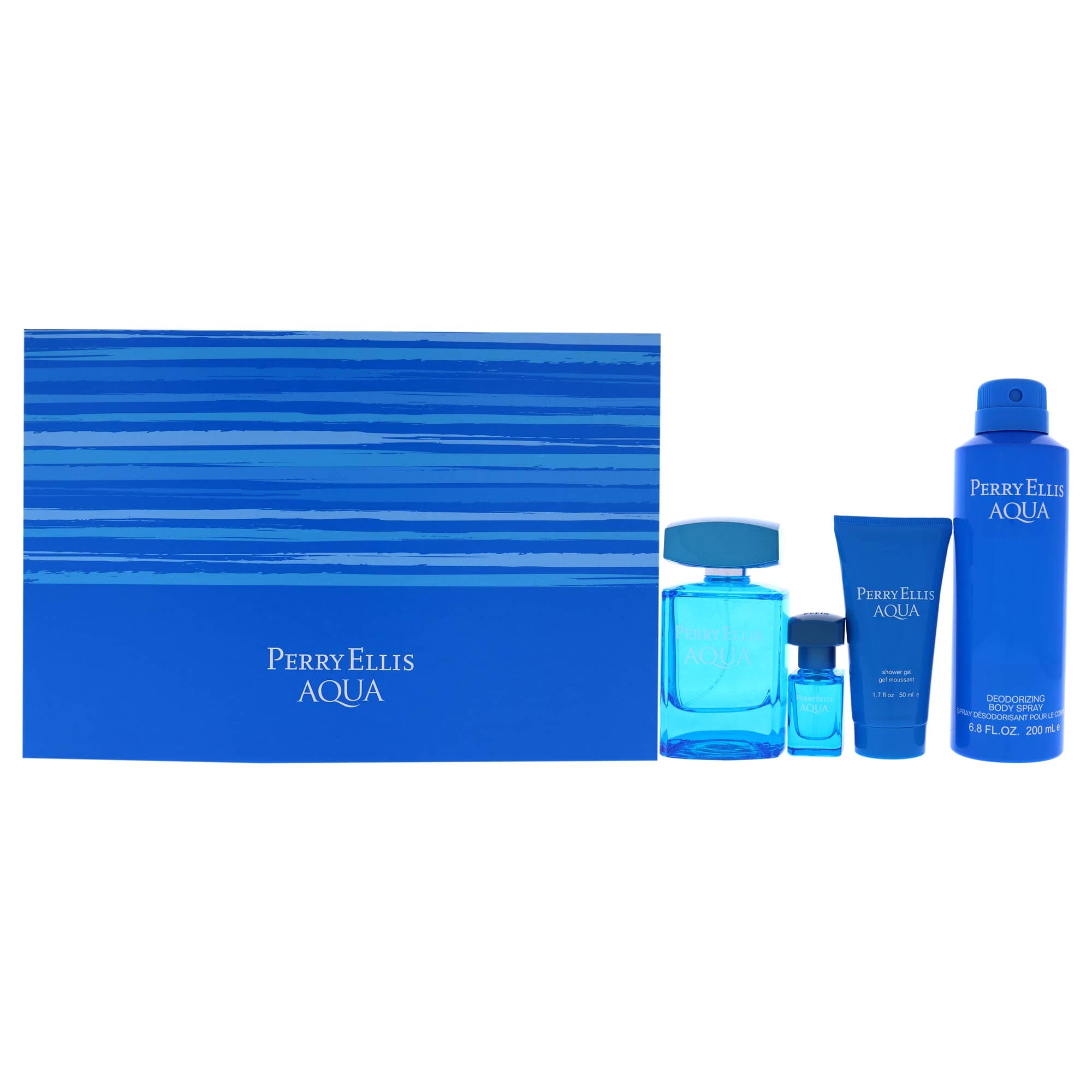 Aqua by Perry Ellis Gift Set - 3.4 Oz Eau de Coalette Spray + .25 Oz Mini EDT SPART + 6.8 OZ BOTH
