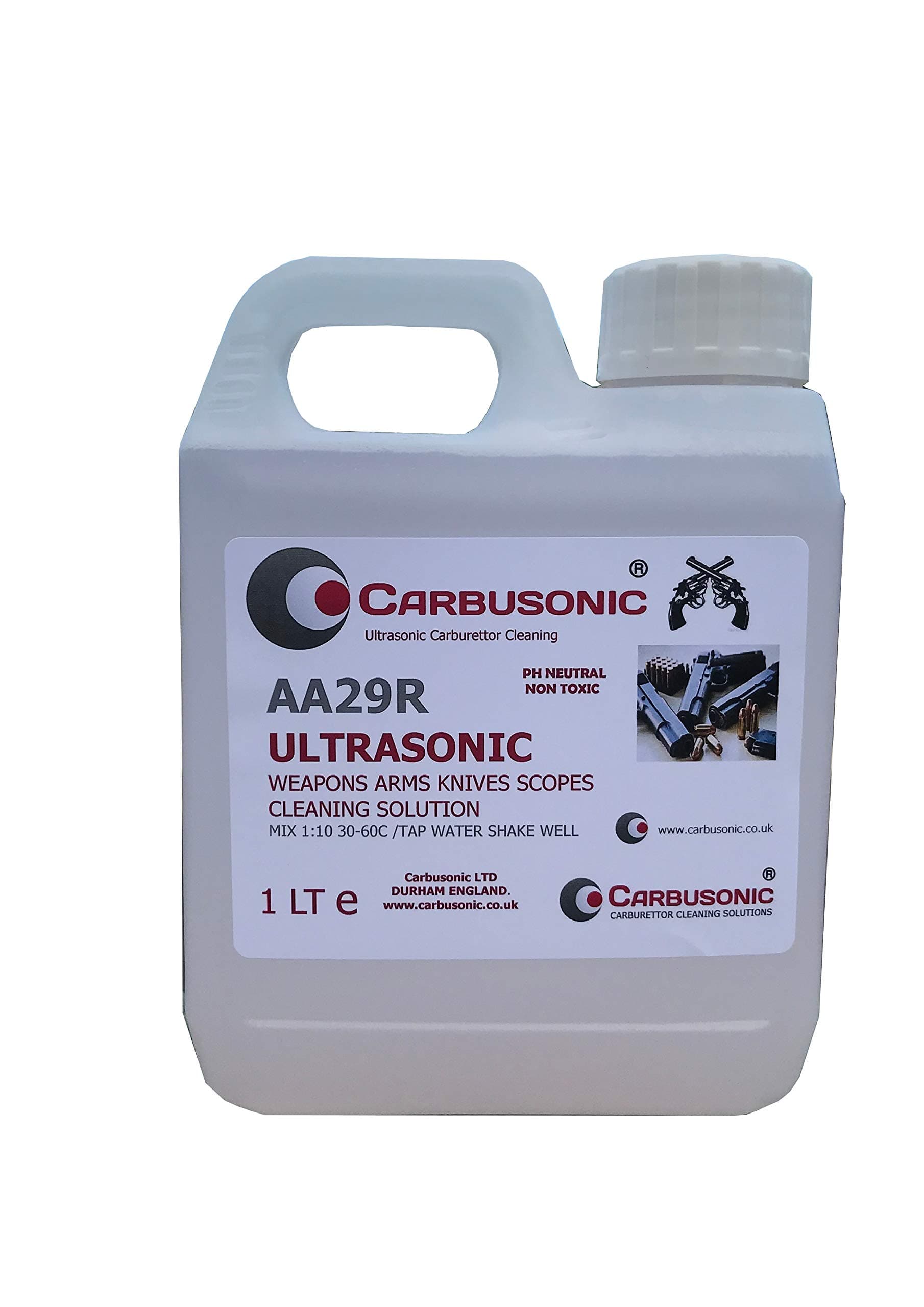 Ultrasonic cleaning solution fluidl for weapons and fire arms cleaner formula, low VOC, removes grease, dirt and grime 1 litre