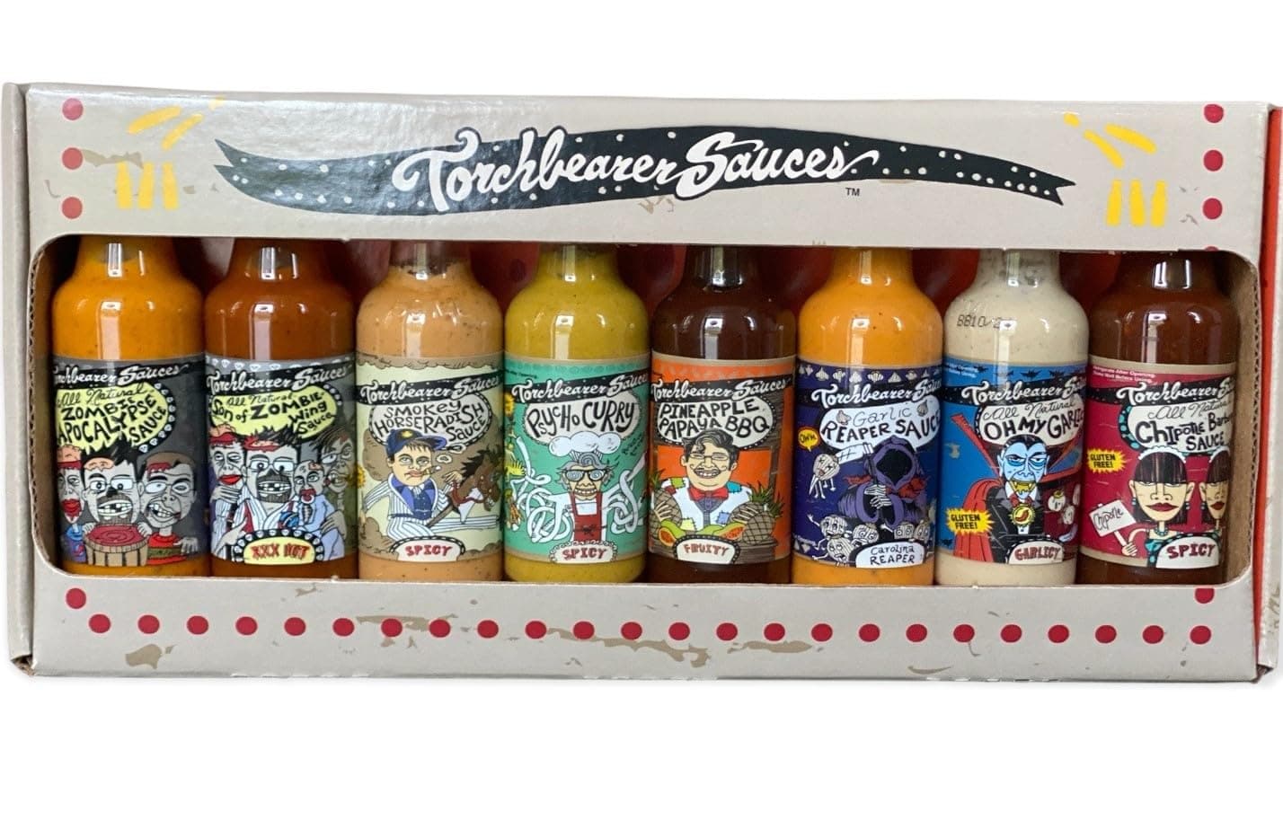 Torchbearer's 8-pack Minis - Curated selection from mild to wild in perfect 1.75oz travel bottles, all packed in a colorful, fit-to-size box: 8 pack