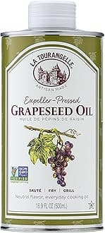 La Tourangelle, Expeller-Pressed Grapeseed Oil, High Heat Neutral Cooking Oil, Cast Iron Seasoning, Also Great for Skin, Hair, and DIY Beauty Recipes, 16.9 fl oz