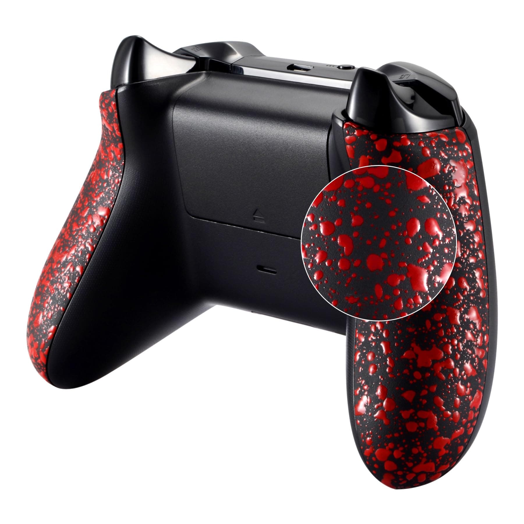 Textured Red Back Panels, Comfortable Non-Slip Side Rails, 3D Splashing Handles, Game Improvement Replacement Parts for Xbox One X/S Controller (Model 1708)
