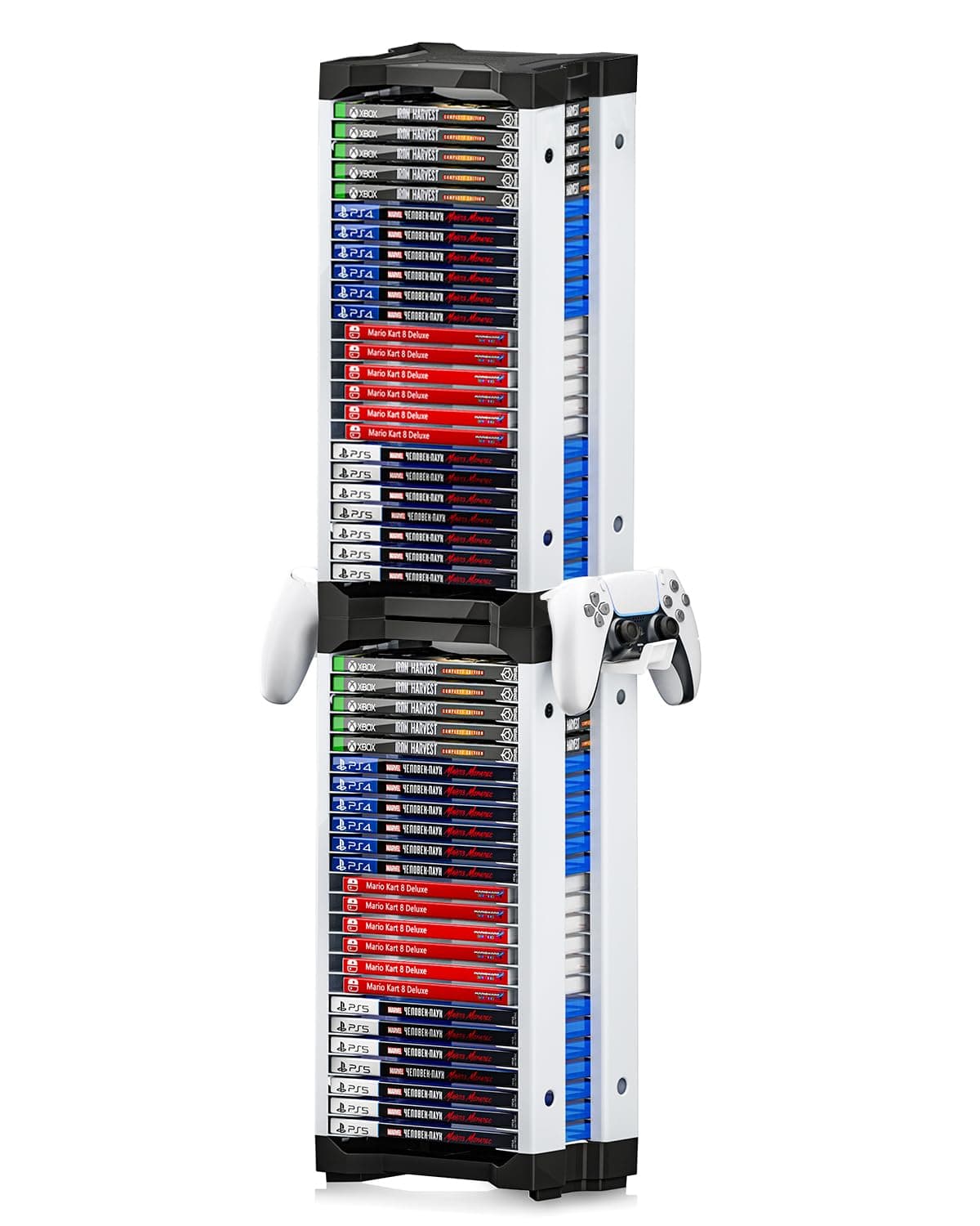 Video Game Storage Tower for PS5/ PS4/ PS3/ PS2/ PSP/Xbox One/Xbox 360 and Xbox Series X/S/Wii/Wii U/Switch/Switch 2 Game Cases, DVD and Blu-Ray Disks Holder Organizer (46 PCS)