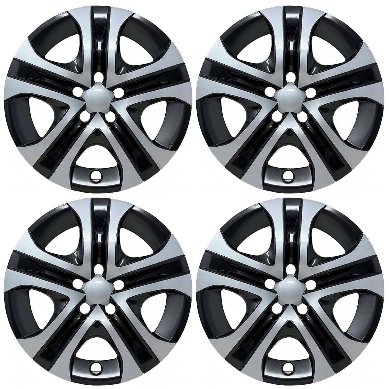 Hubcap Replacement for Toyota Rav4 2013, 2014, 2015, 2016, 2017, 2018, 17-inch Heavy Duty Premium Quality, Silver and Black, Set of 4
