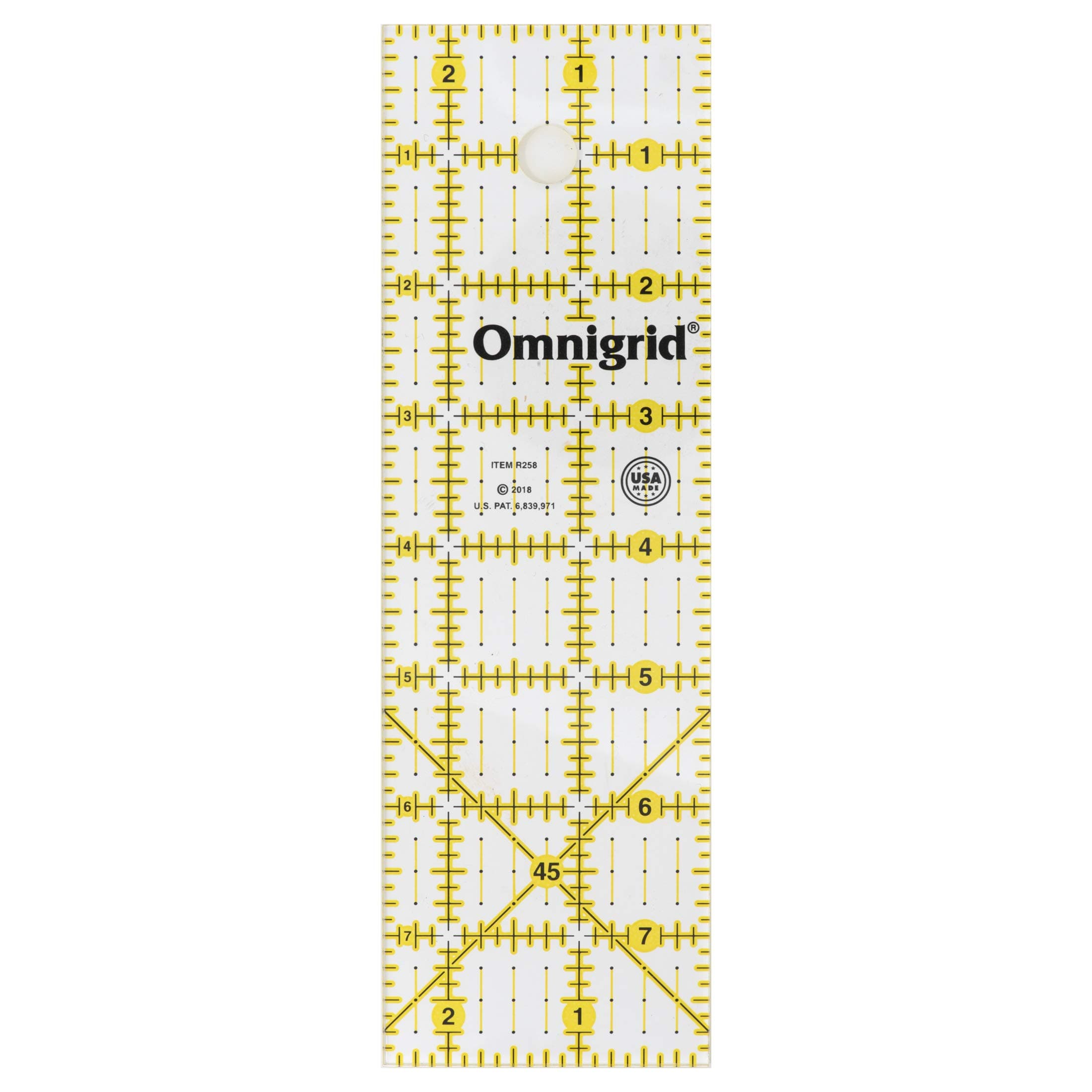 Omnigrid R258 Ruler, 2-1/2 x 8-Inch, Clear
