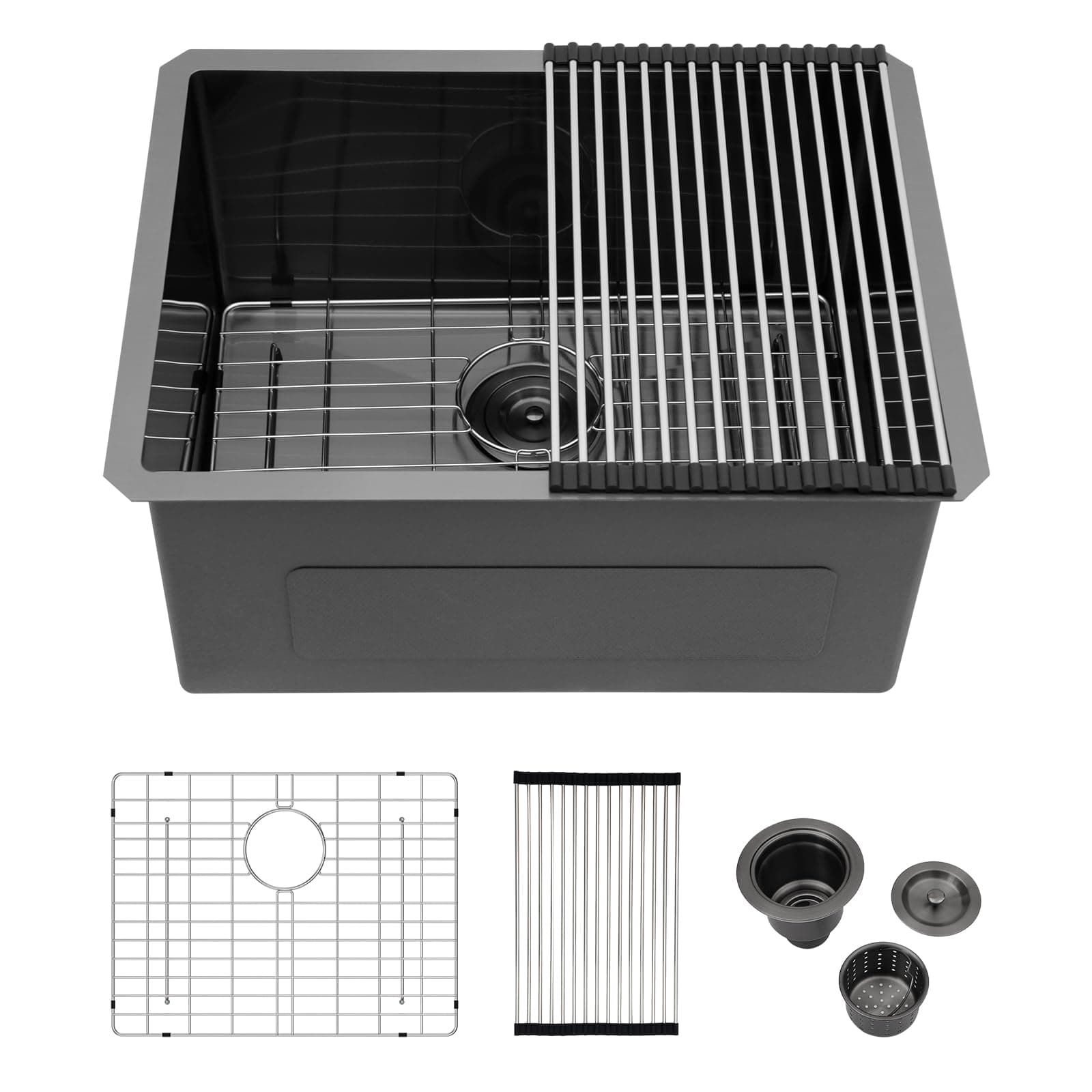 24 Inch Black Undermount Laundry Sink