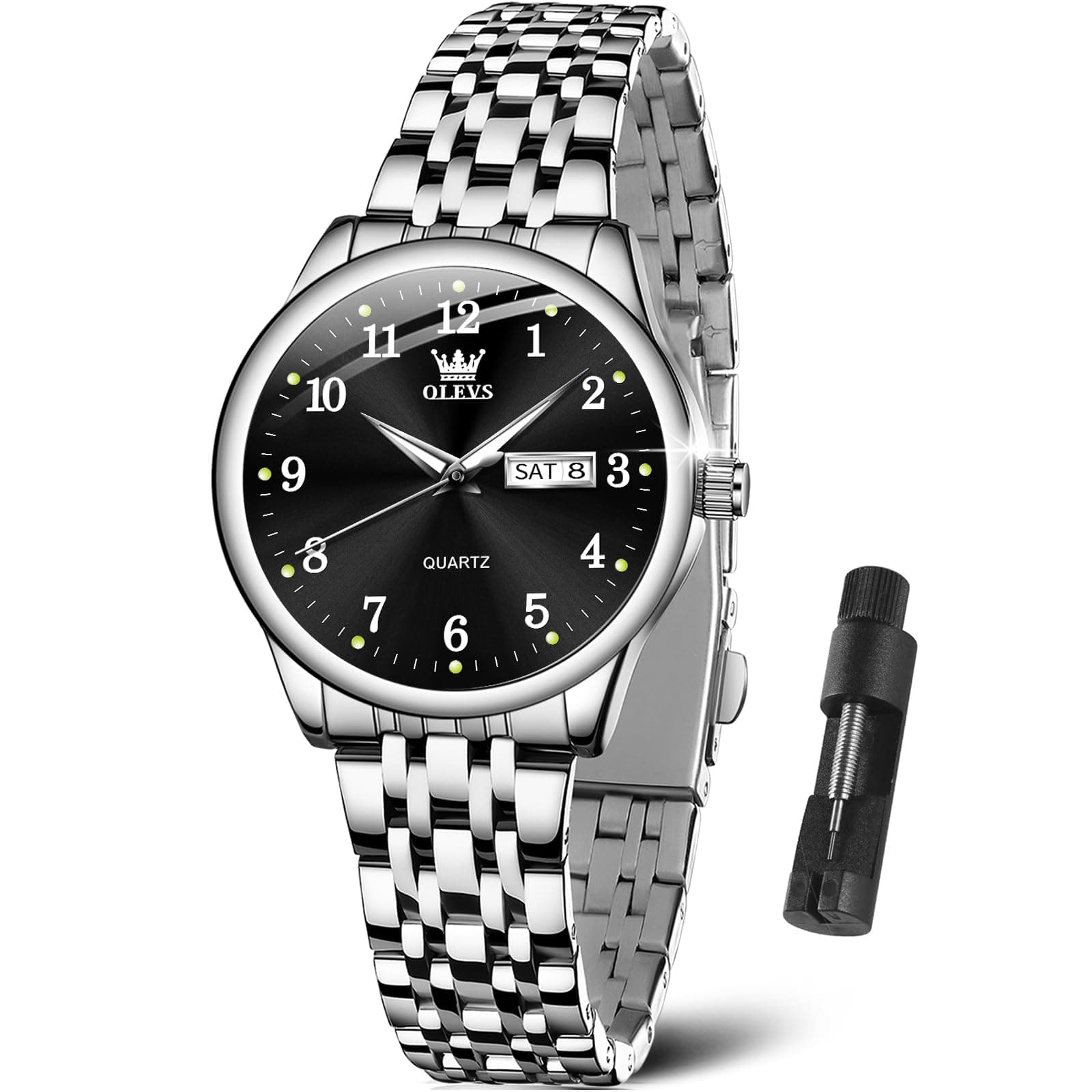 Luxury Ladies Watches,Women's Watch with Day and Date,Female Watch for Small Wrist,Gold Stainless Steel Watches for Women,Easy Read Ladies Wrist Watches Waterproof（Adjustable Strap