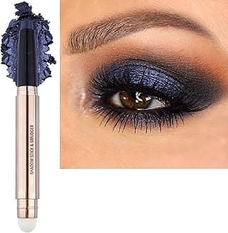 18 color eyeshadows stick shimmer,Highlighter waterproof eyeshadow pen,Colour pop eye makeup (18# Black Shimmer)