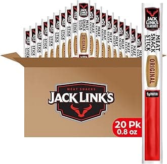 Jack Link's Classics Meat Sticks, Original - Protein Snack, Meat Snack Sticks with 5g of Protein, Made with Beef & Pork, Keto Friendly, Individually Wrapped - 0.8 Oz. (Pack of 20)