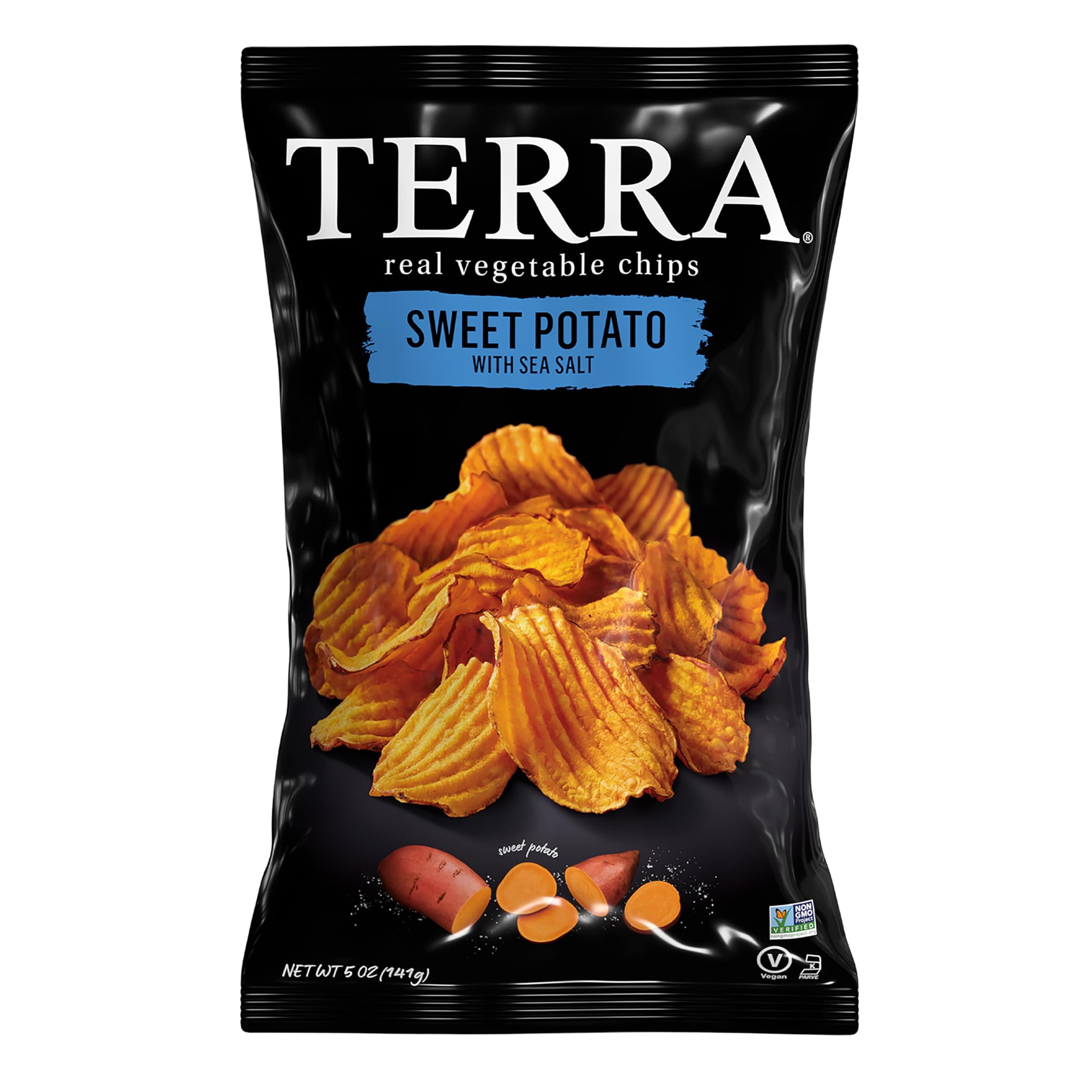 Terra Vegetable Chips, Crinkle Cut Sweet Potato with Sea Salt, 5 oz