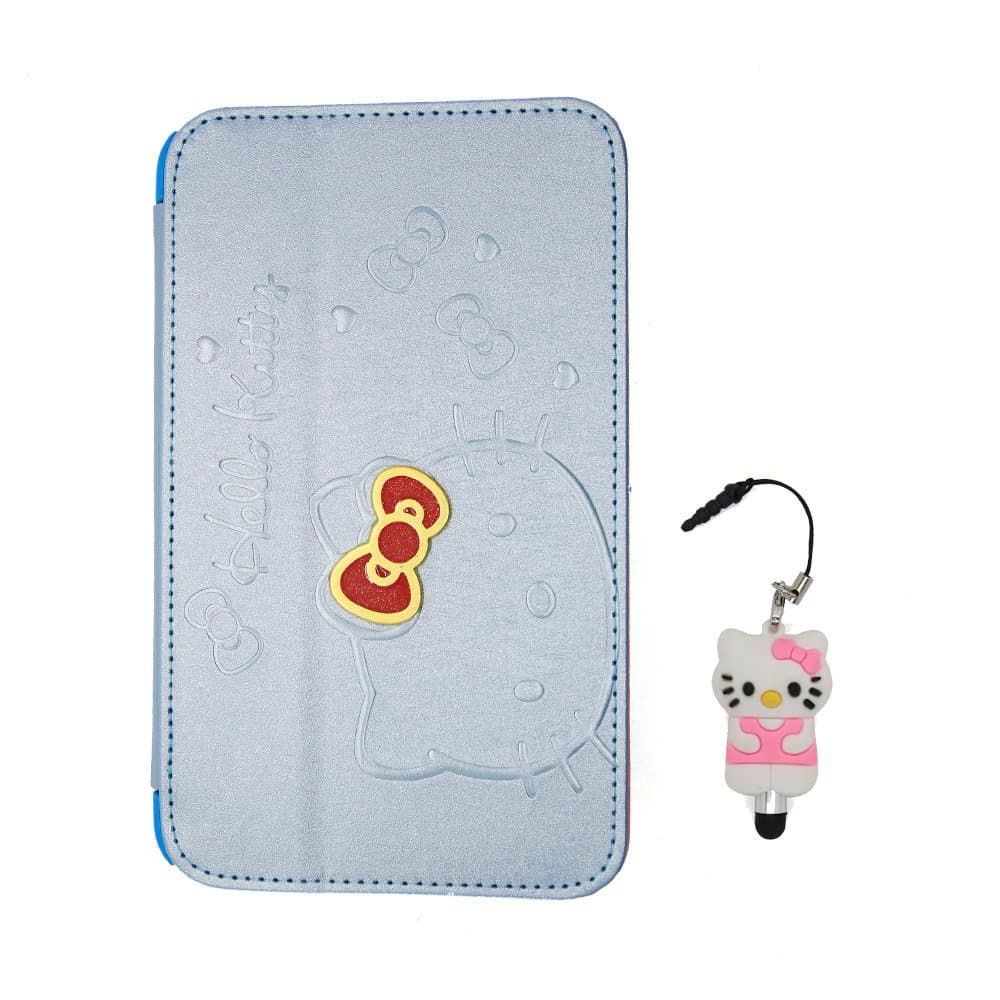 Athlon - Sky Blue Hello Kitty Style PU Leather Case Cover for Samsung Galaxy Tab 3 7.0 P3200 with Hello Kitty Style Anti Dust Stylus Pen