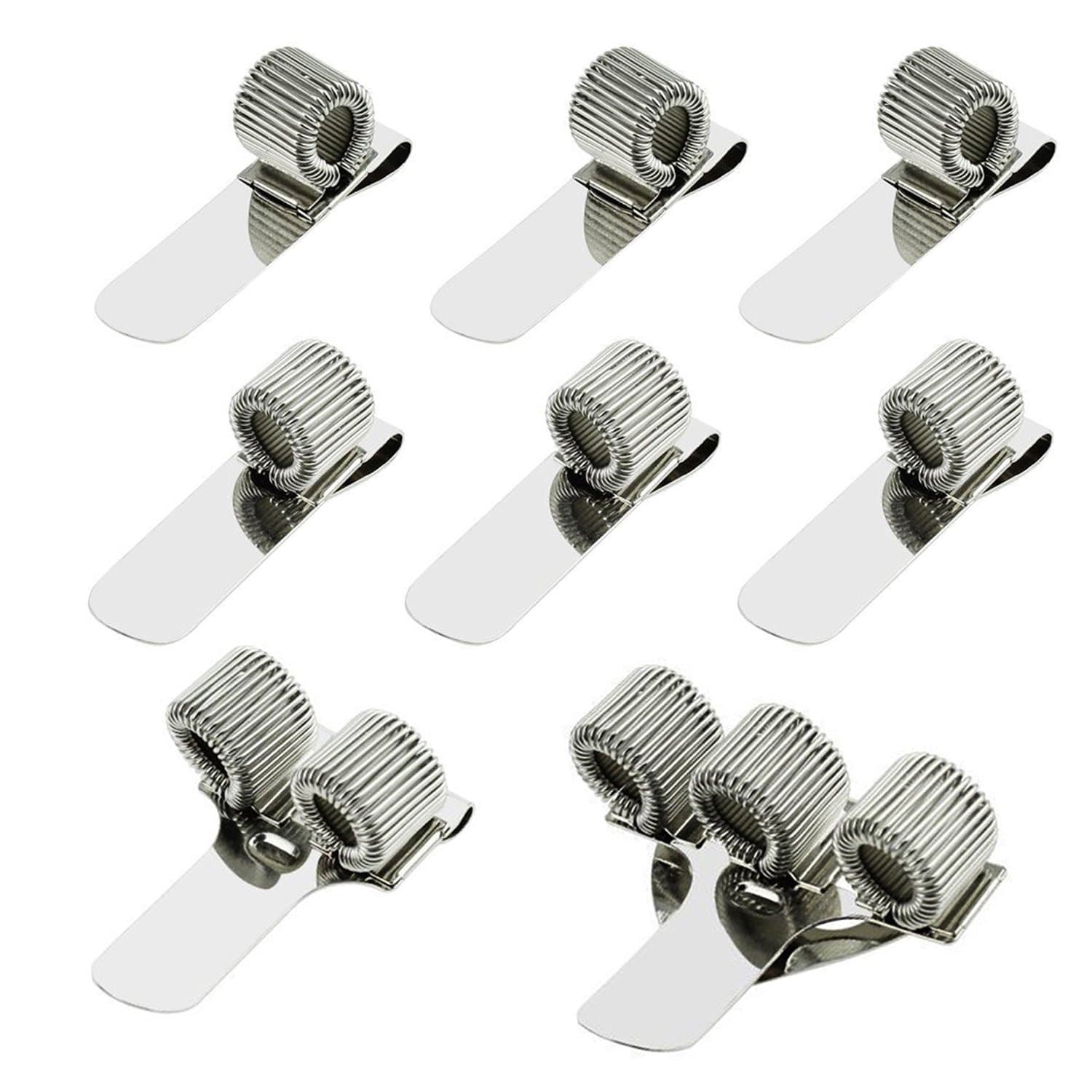BASEEING Stainless Pen Holder Clip for Notebook and Clipboard with Spring Fits Almost All Pen Size, Use in Home Office Kitchen Car and Pocket 8 Pack (Silver)