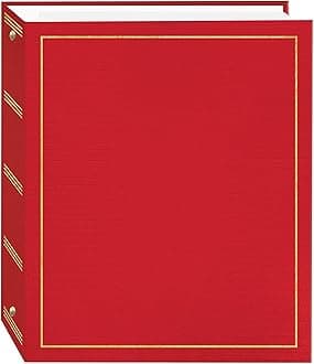 Magnetic Self-Stick 3-Ring Photo Album 100 Pages (50 Sheets), Red