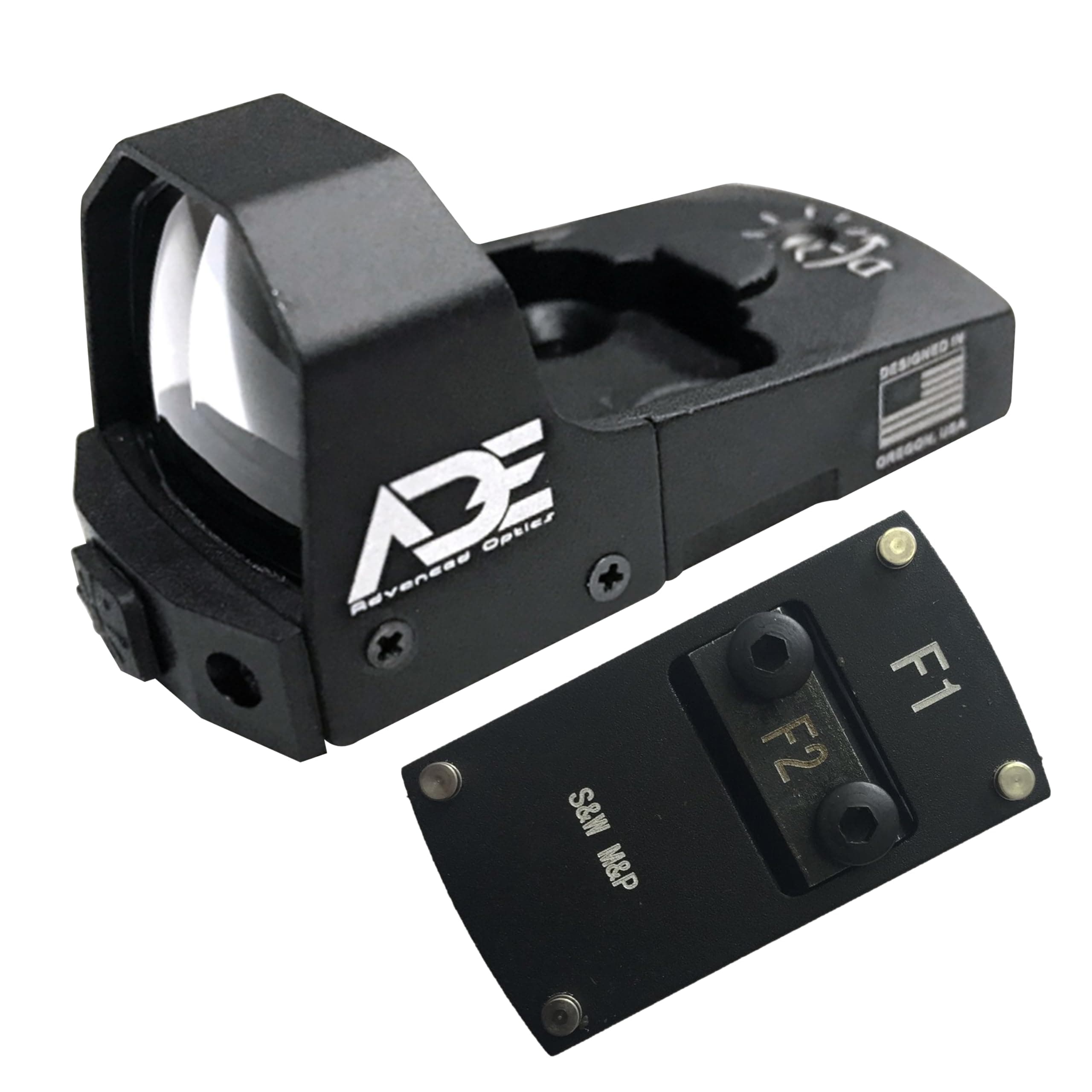 Mini RD3-006x Green Dot Reflex Sight + Optic Mounting Plate for SW Smith Wesson MP/MP 2.0 Shield SD9VE, SD40VE Pistol and Also a Standard Picatinny Mount – Compact Reflex Optic