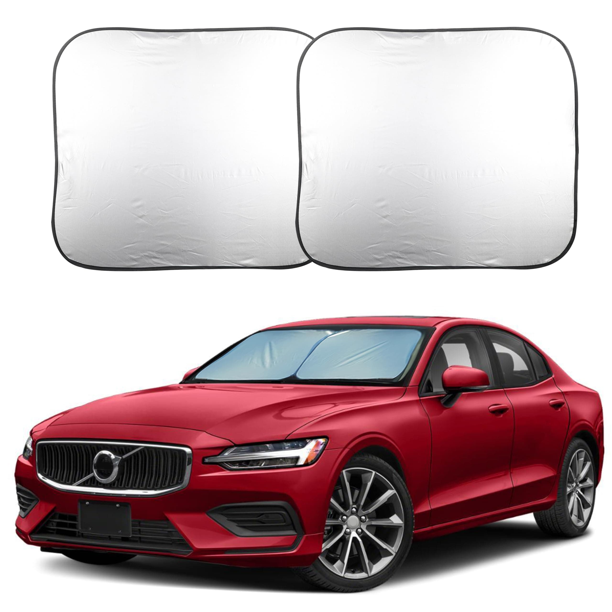 Car Windshield Sun Shade Foldable, 2 Piece Car Sunshades Reflect UV Rays and Heat, Front Windshield Sunshade for Car Window and Interior Protection, Medium 31 x 28 Inches