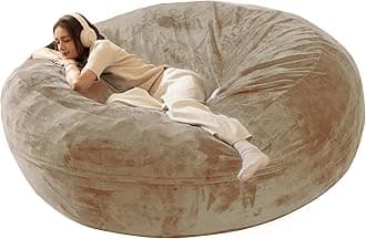 Bean Bag Chair for Adults,6FT Oversize Floor Bean Bags Offers Ample Space for Adults,Memory Foam Giant Bean Bags,Lounger Versatile Design Suits Any Room,Movie Nights,Reading (Apricot, 6FT)
