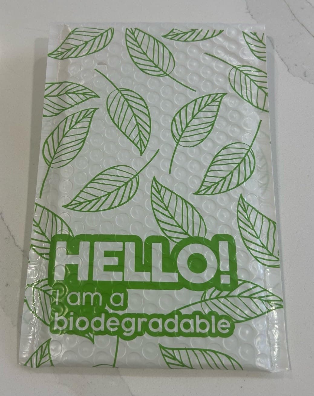 Kipulu™ 100% Biodegradable Bubble Mailers,25pcs Padded Packaging Wrap Envelopes Pouches Eco Friendly no glue (Green Leafs)
