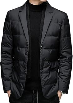 Men's Suit Collar Insulated Puffer Jacket Winter Thermal Business Blazer Down Coats Windproof Padded Puffy Coat