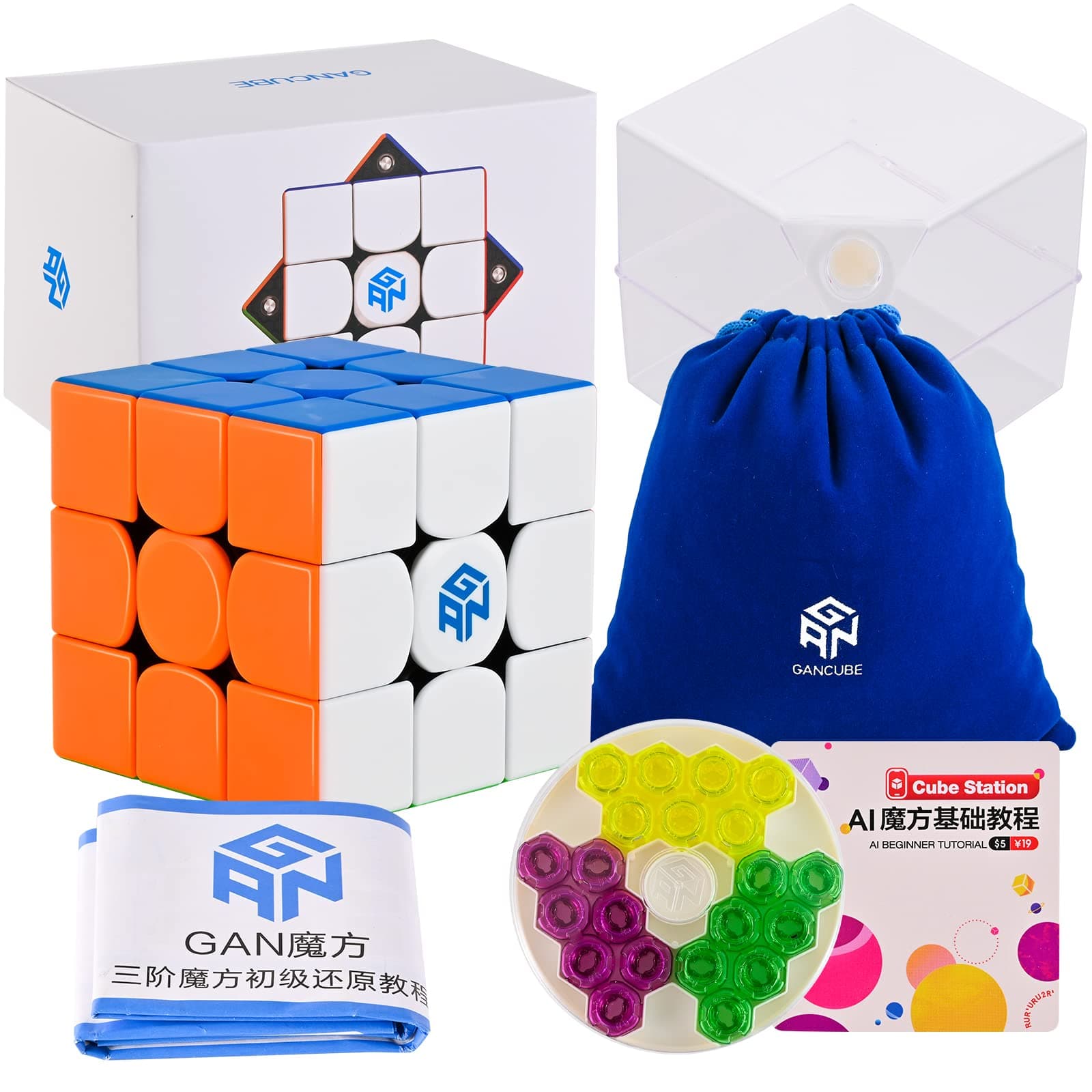 Gan 356 M Speed Cube 3x3 Stickerless Puzzle Cube Gan 356M 3x3x3 Magnetic Magic Cube (Standard Version)