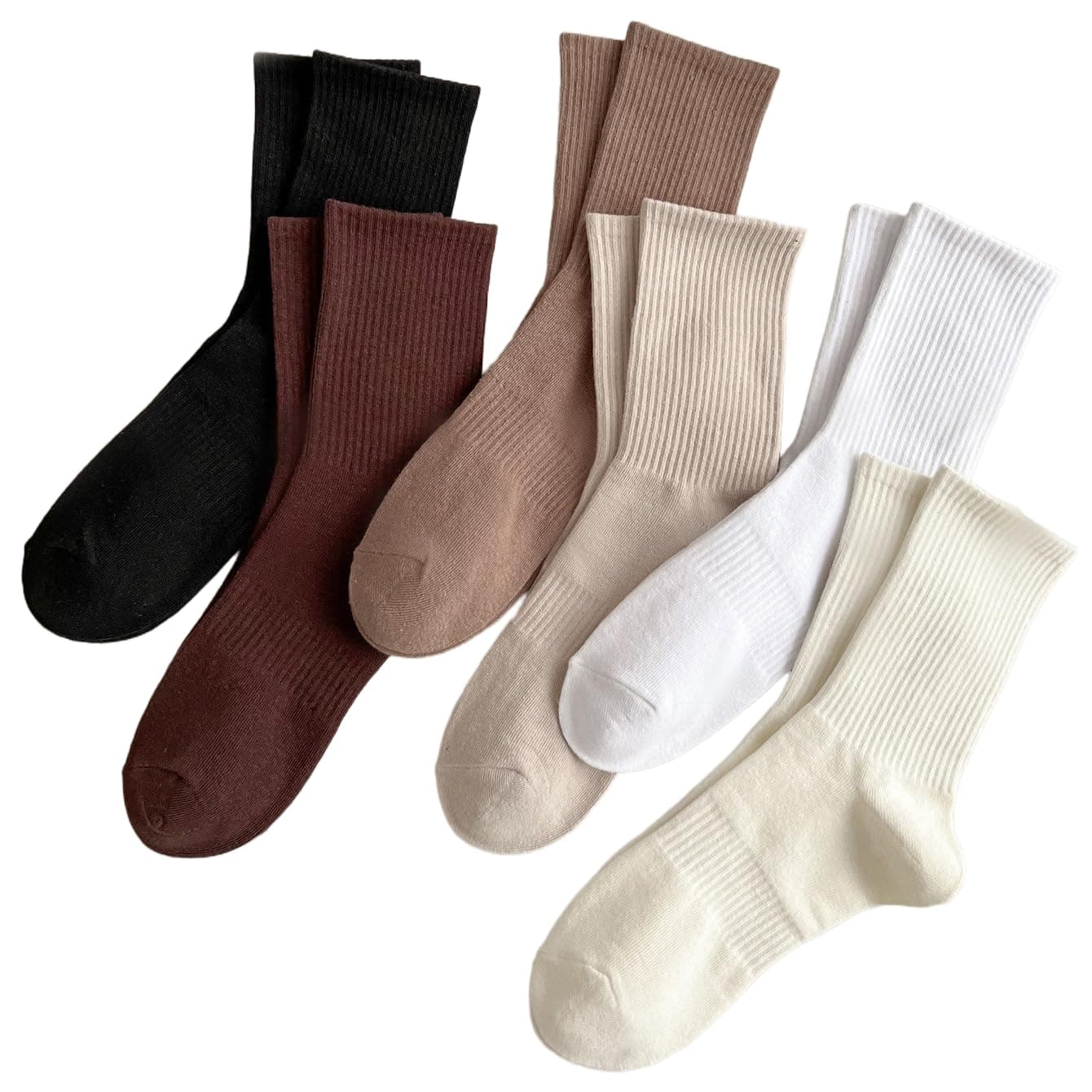 Weston Ink6 Pairs Men's Solid Crew Socks Casual Socks Crew Knit Socks