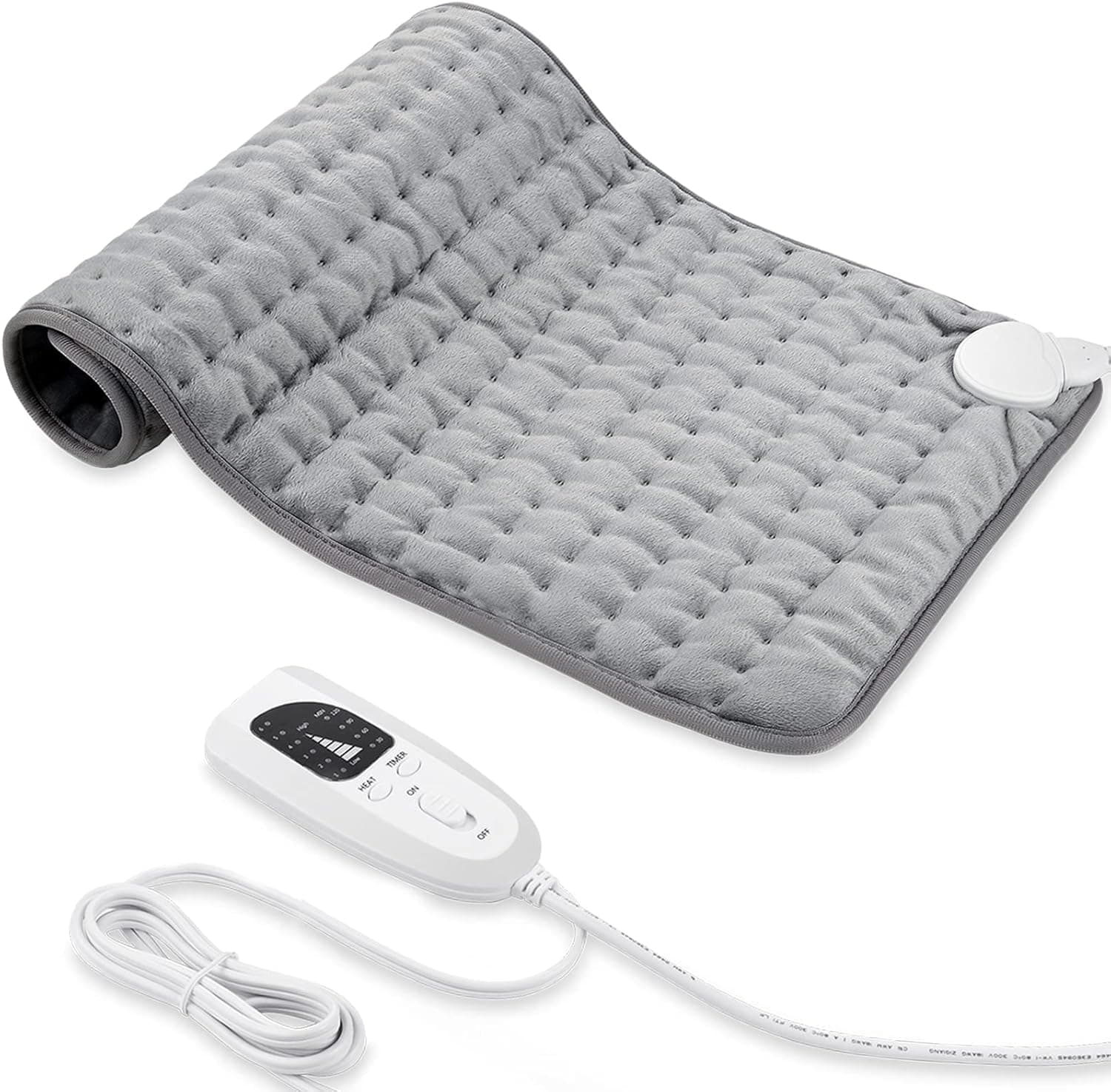 Heating pad, Electric Heat Pad with Automatic Switch-Off and 6 Temperature Levels Heating pad for Back Neck Shoulder Belly Heating Technology - Machine Washable (Silver Gray, 20" x 24")