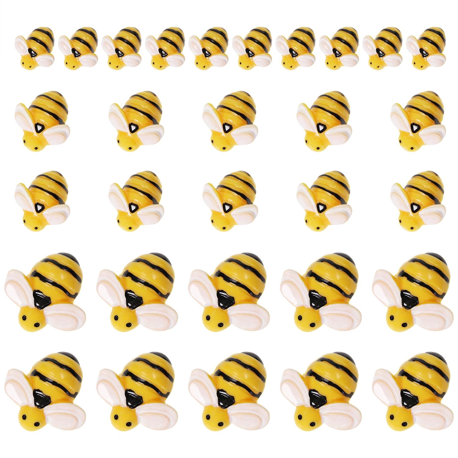 Tiny Resin Bees 30Pcs Small Plastic Flatback Bumble Bee Decor Embellishments for Art Crafts Birthday Party Table Decoration (30)