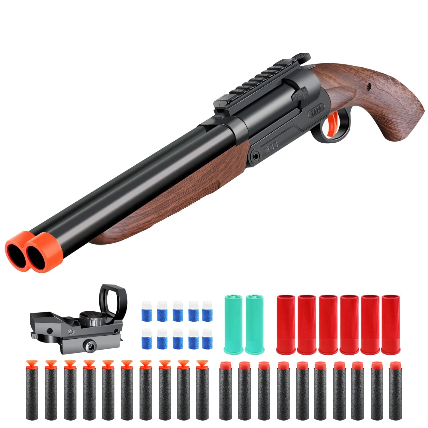 Bugrtey Double-barreled Toy Gun - Two Modes Realistic Soft Bullet Toy Guns Blaster with Sight - Educational Shooting Toy Shotgun - Ideas Gifts for Christmas Birthday Halloween Present