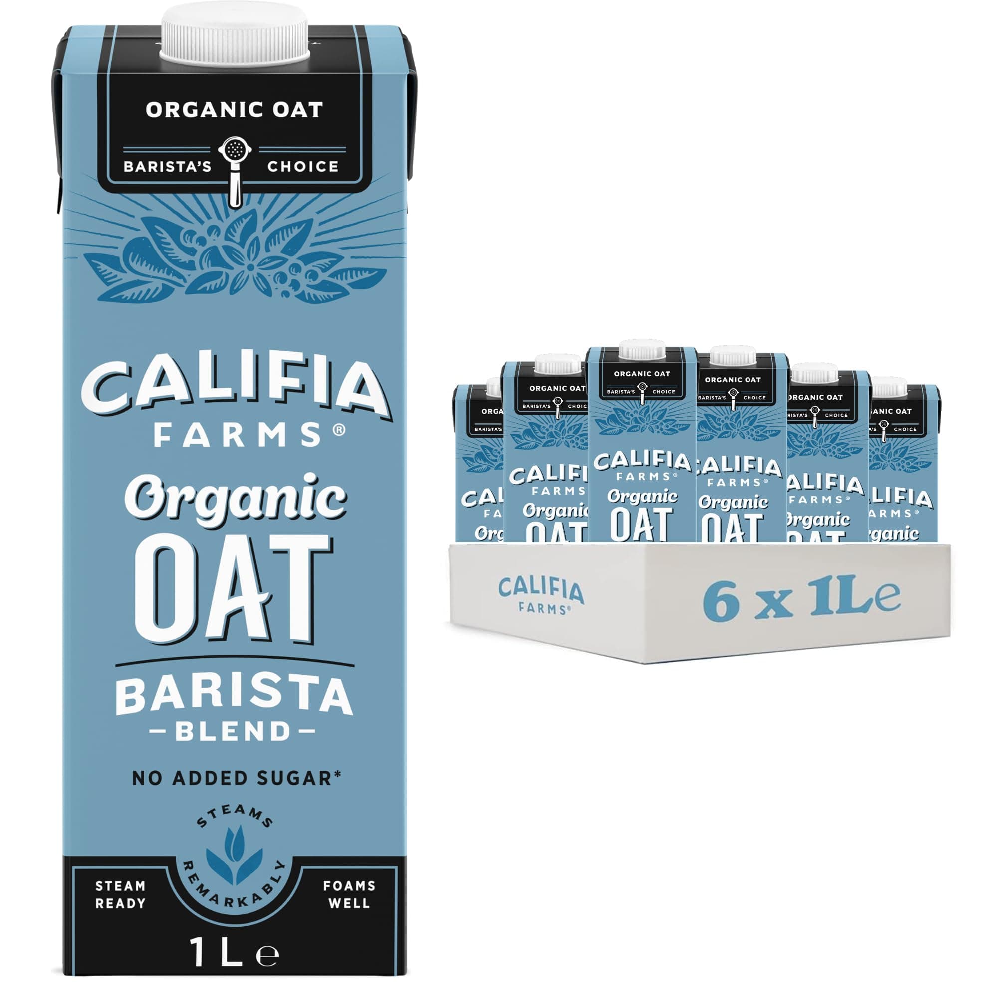 – Organic Oat Barista Blend - Lactose Free, Dairy Free, No Added Sugar, Vegan, Plant Based Drink (6 x 1L)