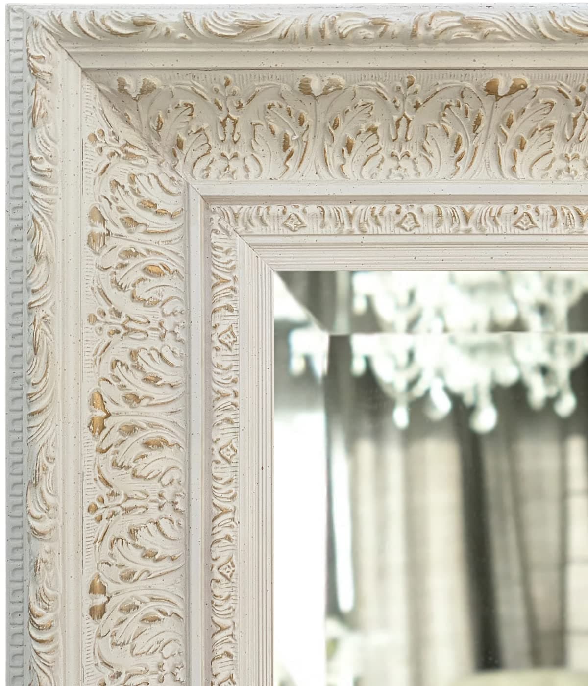 West Frames Elegance Ornate Embossed Wood Framed Wall Mirror (31" x 43", Antique White)