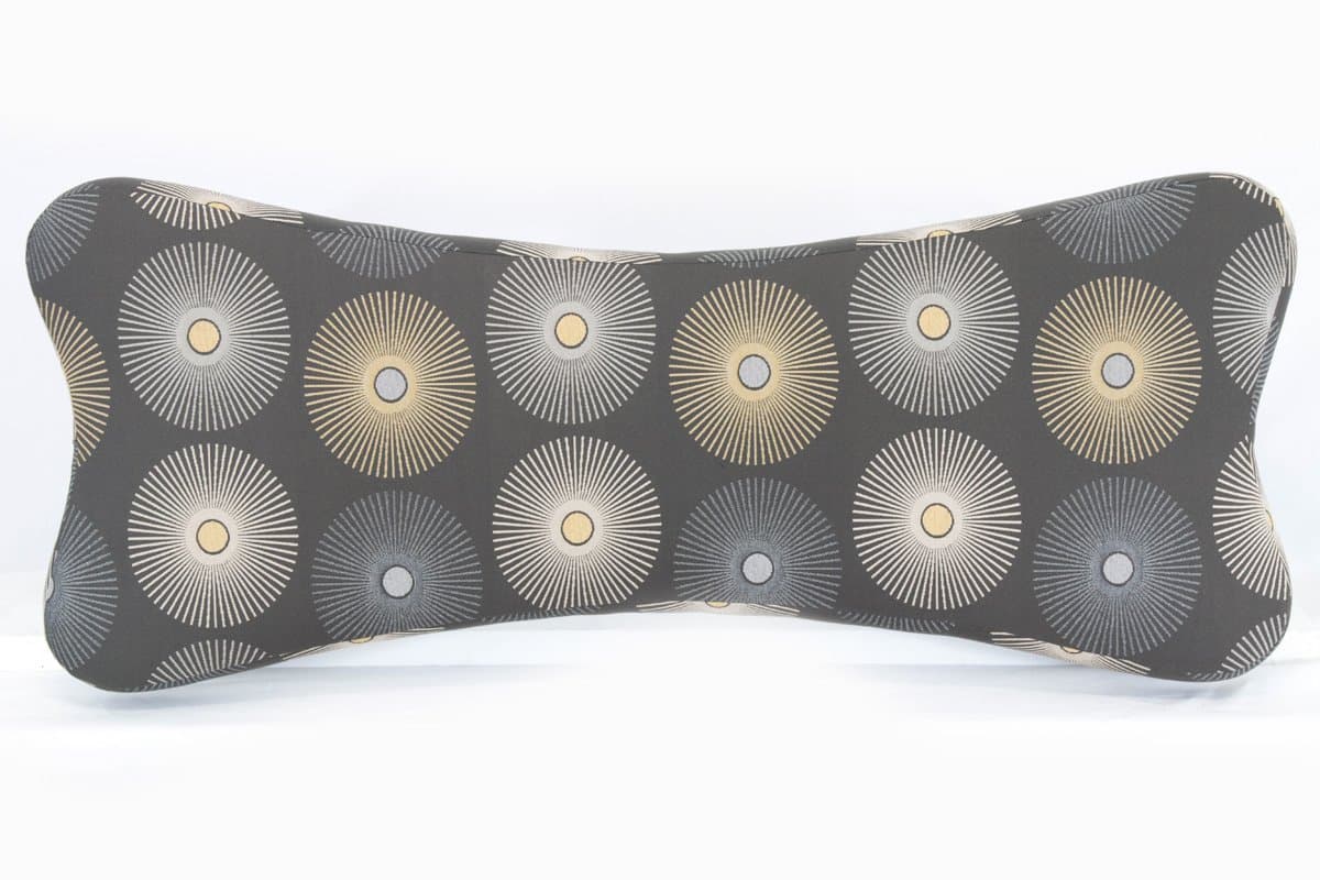 Modern Upholstered Bench, Dog Bone Shape with Spiral Cone Legs, 47" Length, Grey Starburst