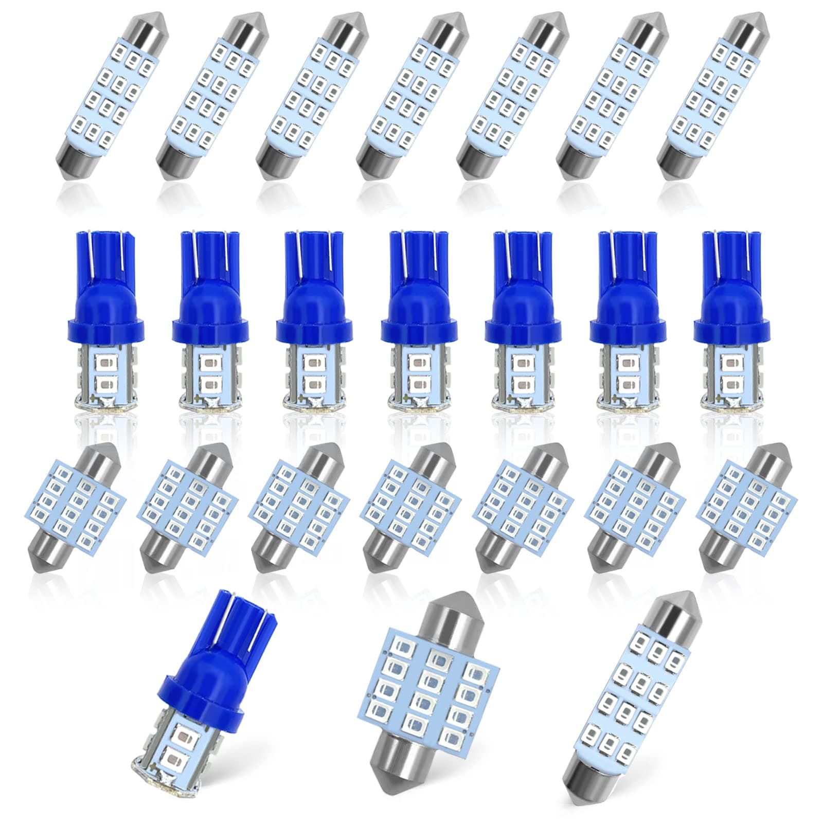 QuicTO LED Interior Light Set, 24 Pieces, Blue, Compatible with Most Vehicles
