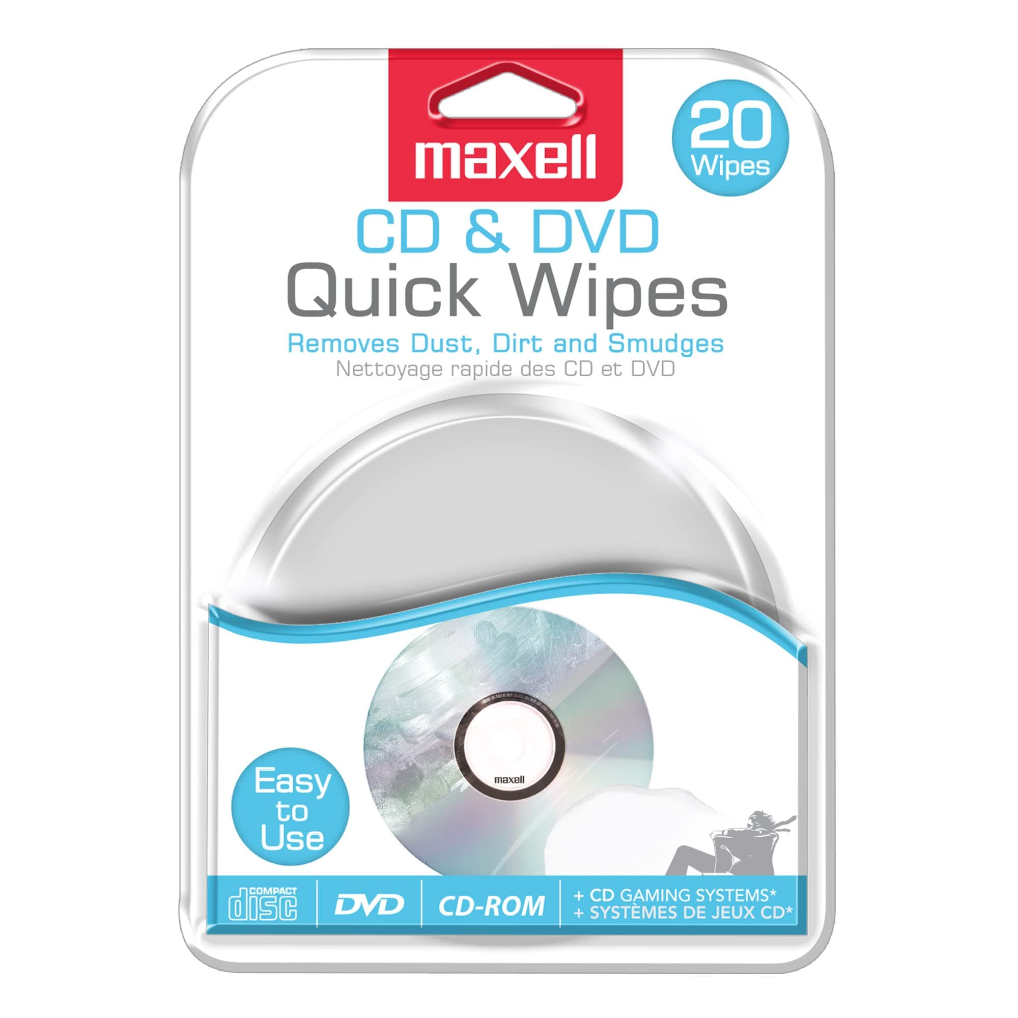 CD & DVD Quick Wipes, Remove Dirt, dust, and smudges, Great for DVDs, CDs, Playstation Discs, and Xbox Discs, 20PK (190511)