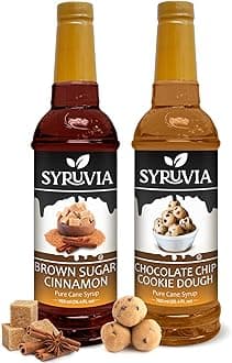 Syruvia Coffee Syrup Variety Pack - Brown Sugar Cinnamon & Chocolate Chip Cookie Dough, Gluten-Free, Kosher, 25.4 fl oz Bottles - Enhance Your Coffee Experience with Premium Flavoring Syrups