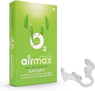 Airmax Sport Internal Nasal Dilators - Snoring aids for Women and Men - with Free Storage Box for The snoring aid - Transparent - One-Pack