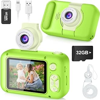 – Kids Camera Toy for 3 4 5 6 7 8 9 10 11 12 year old Girls/Boys,Kids Digital Camera for Toddler with 180°Flip Lens&2.4in IPS Screen,Birthday Festival Present Toy for Girls/Boys,32 GB Card,X101