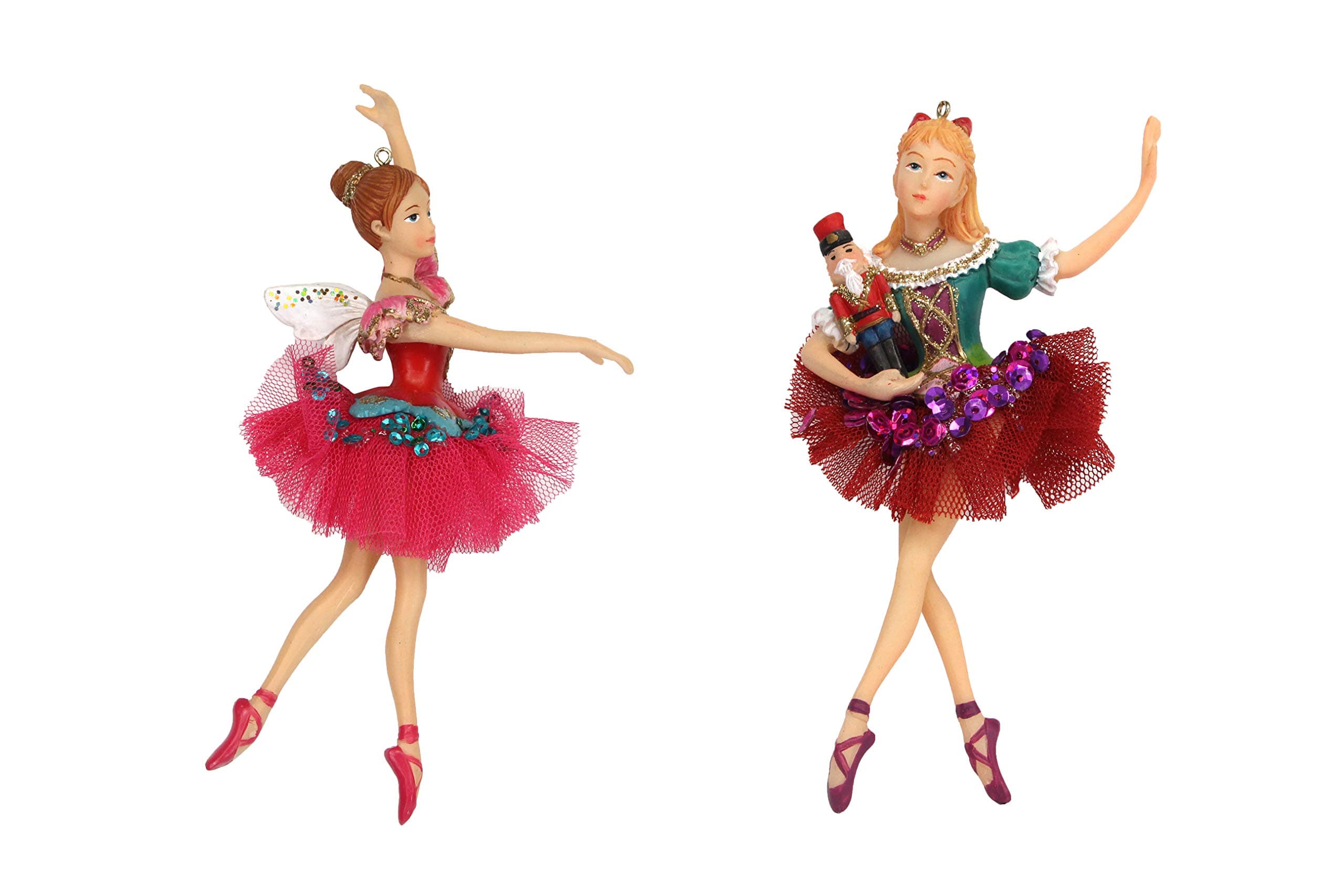 Nutcracker Clara Ballerina Tree Decoration Set of 2 Assorted
