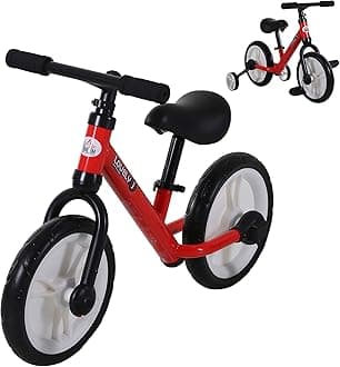 HOMCOM 11 Inch Kids Balance Bike Training Pedal Bicycle W/Removable Stabilizers EVA Tyres Adjustable Seat Height 2 to 5 Years Gift for Boys Girls