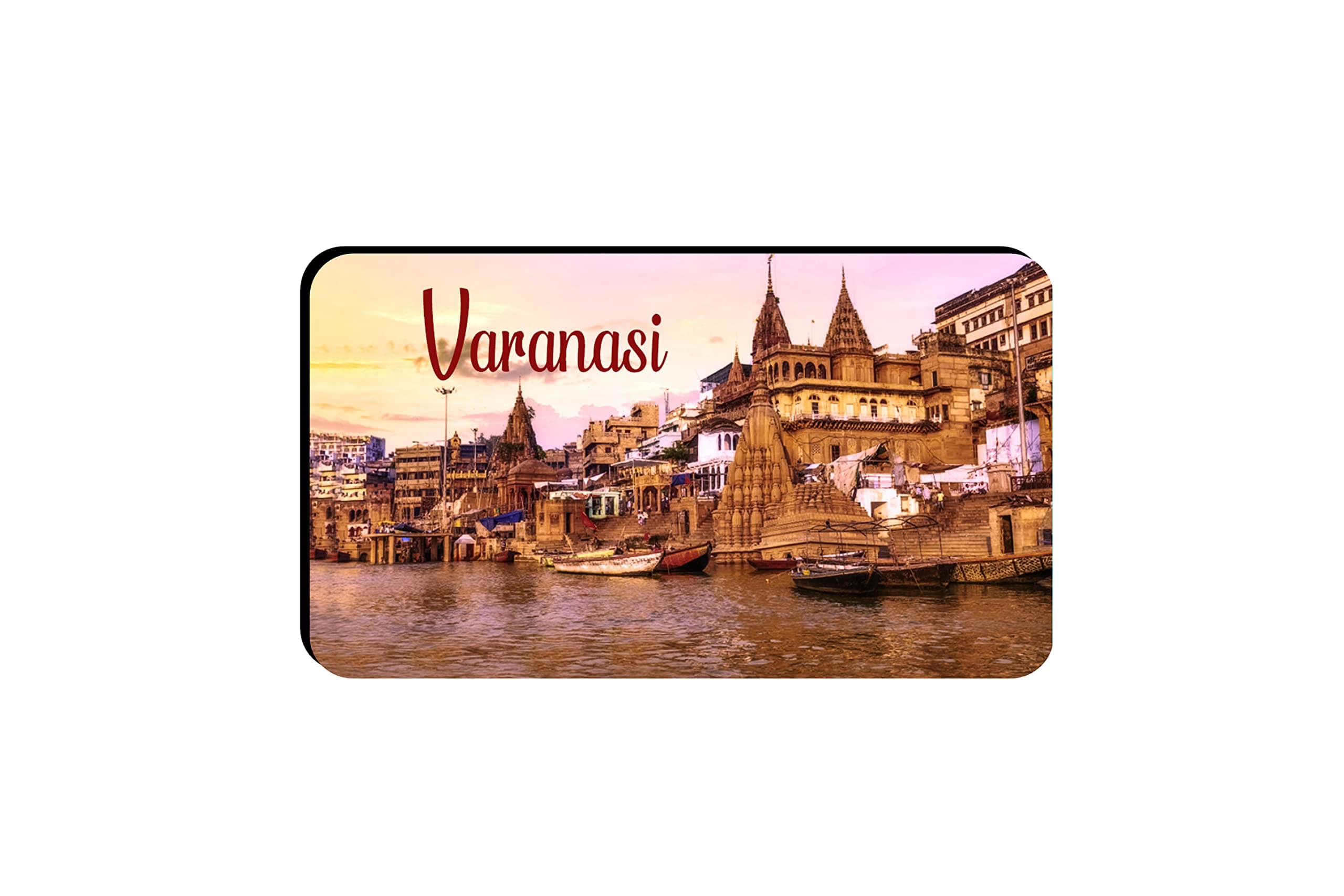 AVIRubber Rectangular Fridge Magnet Multicolour Varanasi Ganga River in UP Design RFM00136