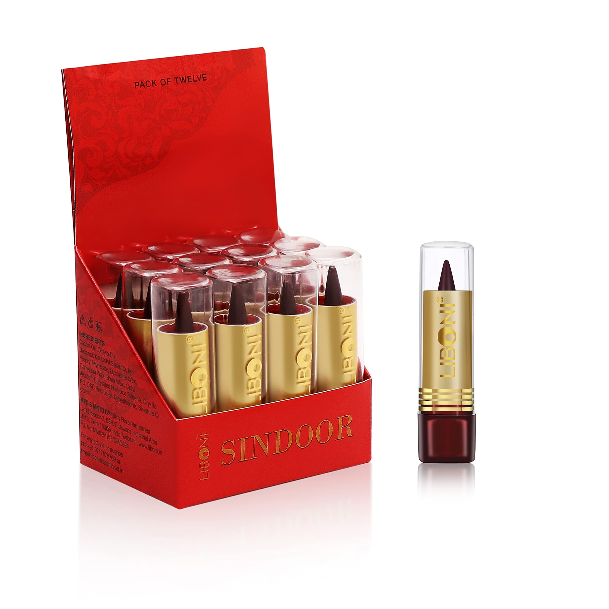 SINDOOR STICK 12 PCS SET (MAROON)