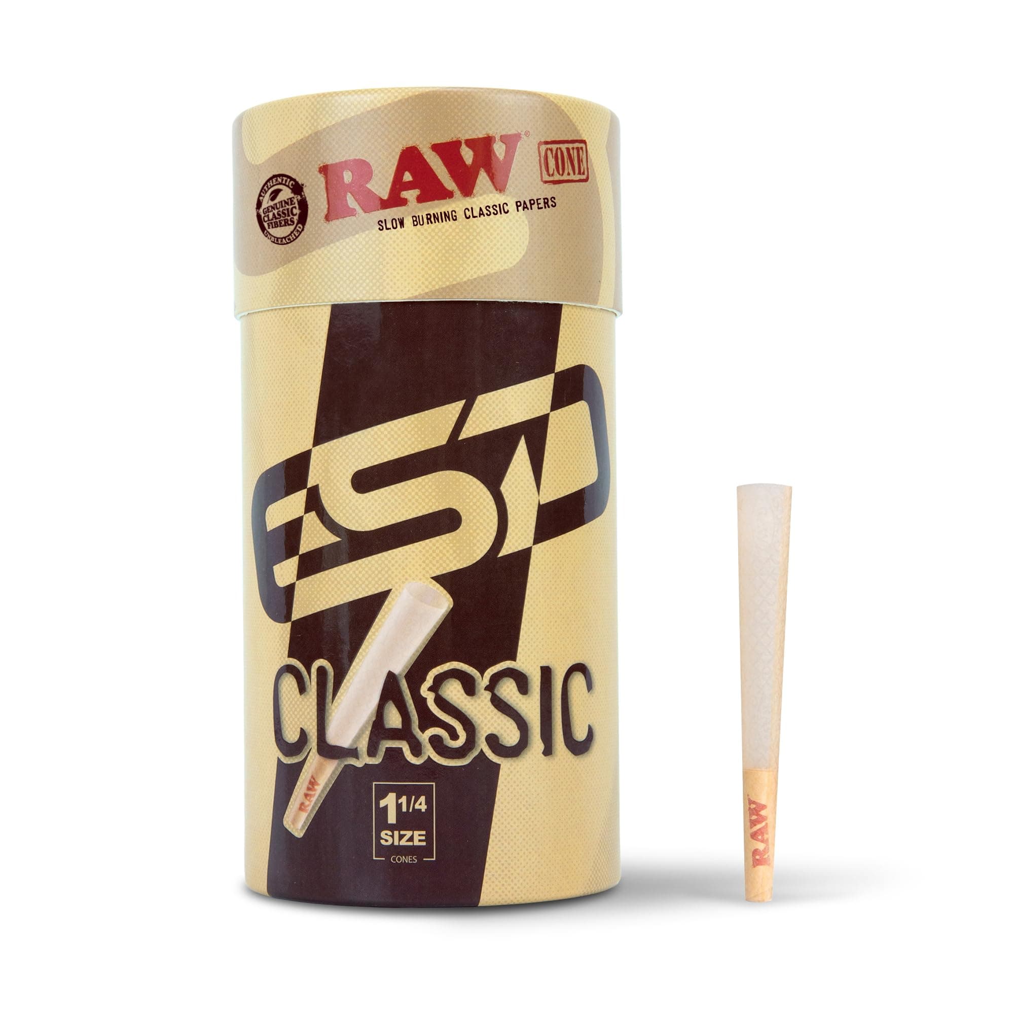 Classic 1-1/4 Slow Burning Pre-Rolled Cones - 100 Pack with Tips & Packing Tubes Included