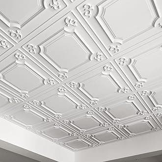 Drop Ceiling Tiles 24x24 in White (12-Pack, 48 Sq.ft), Wainscoting Panels Glue Up 2x2