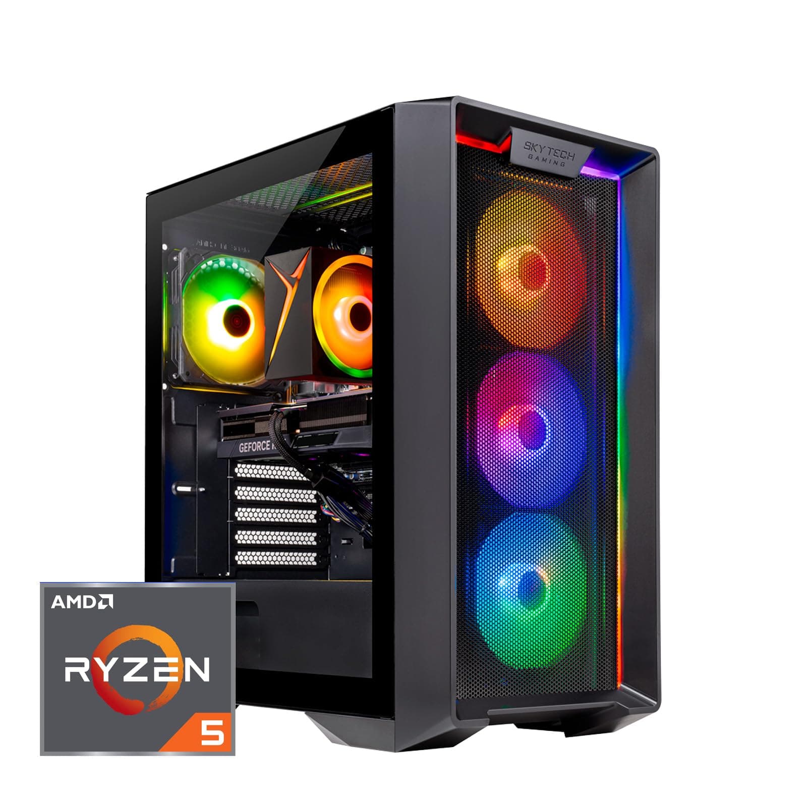 Skytech Gaming Nebula PC Desktop, Ryzen 5 5500 3.6 GHz (4.2GHz Turbo Boost), NVIDIA RTX 4060 8GB GDDR6X, 1TB SSD, 16GB DDR4 RAM 3200, 650W Gold PSU, Wi-Fi, Win 11 Home