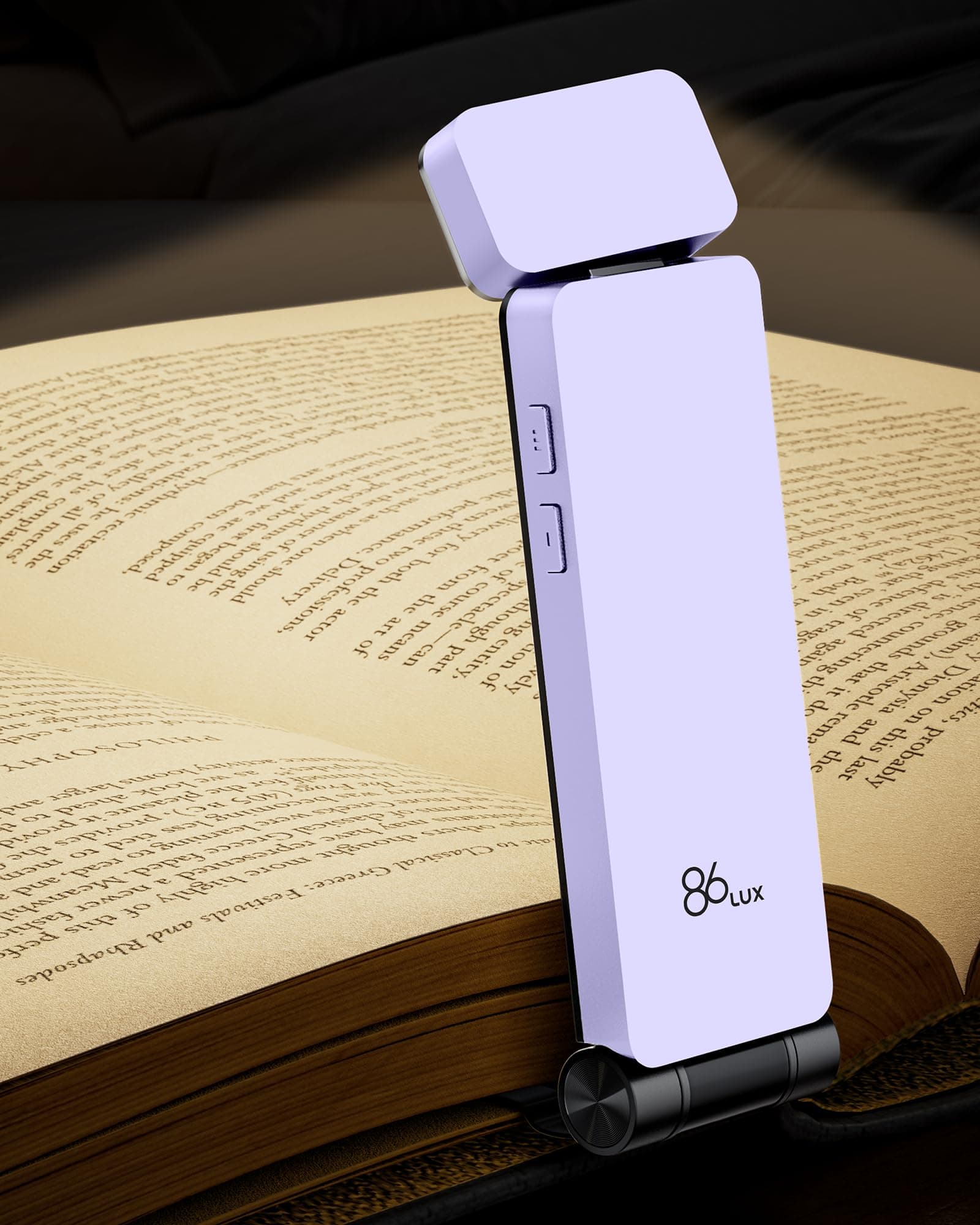 Reading Light, Rechargeable Book Light for Reading in Bed, Ultralight Clip-on LED Bookmark Lamp with 3 Amber Colors & Stepless Dimming for Night Reading for Book Lovers, Kids,Soft Lavender